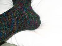 detail of sock heel and rib pattern